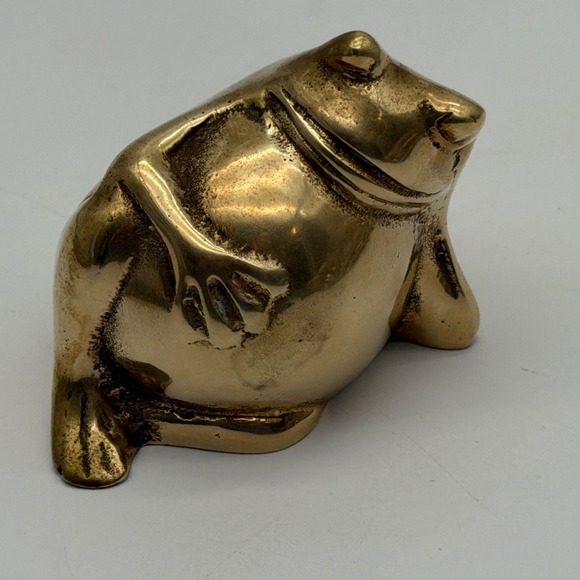 Other - Vintage Solid Brass Frog Figurine Mid Century Modern Stylized Toad Paperweight